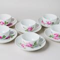 Meissen 6 x Teegedeck 2 tlg. Rote Rose 1. Wahl Knaufzeit, 1815-1924