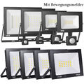 10-200W LED Fluter Mit Bewegungsmelder Scheinwerfer Außen Strahler Lampe IP65 DE