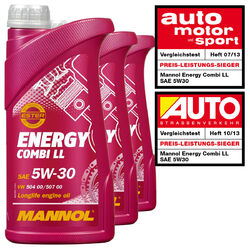 3x1 L 5W-30 Motoröl Mannol Energy Combi LL API SN CF BMW LL-04 MB 229.51 C30