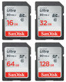 SanDisk Ultra Class 10, SD, SDHC, SDXC Speicherkarten, Case 16GB 32GB 64GB 128GB