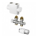 Multiblock-T-Anschluss-Set, Durchgang weiß, mit Thermostatkopf Uni SH (Bad-HK)