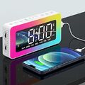 LED Alarm Wecker mit RGB Licht Digital Spiegel USB Alarmwecker Tischuhr Snooze