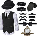 Ulikey 20er Jahre Herren Accessoires, 1920er Mafia Kostüm Herren Set, 1920er Her