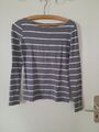 Langarm-Shirt, H&M, grau-weiß gestreift, Gr. S, Nr. 106