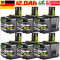 6X 18V 12.0Ah Original Akku für RYOBI One Plus Lithium RB18L50 P108 P104 9.0Ah