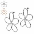 1 Paar Blüten Ohrstecker Ohrring Creole gebogen glänzend Blume Hoop Flower Damen