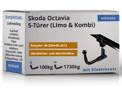 ANHÄNGERKUPPLUNG für Skoda Octavia 04-13 vert. abnehmbar HOOK +7pol E-Satz ECS