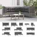 Garten Lounge Set mit Kissen Sofa Garnitur Gartenmöbel Grau Poly Rattan vidaXL