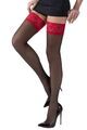 Halterlose Strümpfe schwarz rot transparent 17 den Nylon mit Spitze S M L XL XXL