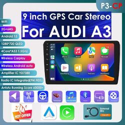 Für Audi A3 S3 RS3 2003-2013 2+64G Android 13 Autoradio BT GPS Navi WIFI CarPlay