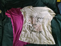 2 T-Shirts für Damen, weiß und pink, Gr. 40/42