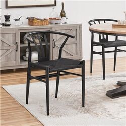 Esszimmerstühle Y-Stuhl Rattan Sessel mit Metallrahmen 2er Set Lehnstuhl wie Neu