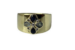 MODERNER DESIGNER RING mit DIAMANTEN und FARB-EDELSTEINE, 14 Kt. GELBGOLD