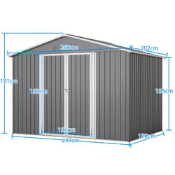 Geräteschuppen Gerätehaus Metall Pultdach Gartenhaus Satteldach XXXL Fundament✔incl. Fundament ✔Höhe191cm✔2x Handschuhe✔Flügeltüren