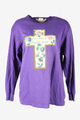 Crucifix Vintage Sweatshirt Jesus Faith Pullover Retro 90er lila Größe L - SW2847