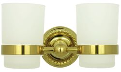 Zahnputzbecher Zahnbürsten Mundspül Becherhalter Milchglas Retro Gold Set Glas