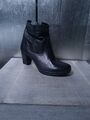 Edle TAMARIS Stiefeletten Gr 36 schwarz Leder Stiefel Absatz High Heels #1540