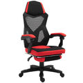 Ergonomischer Bürostuhl Gaming Stuhl Drehstuhl mit Fußstütze Polyester Schwarz