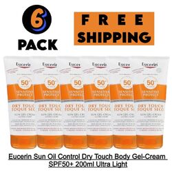 6 x Eucerin Sun Oil Control Dry Touch Körper Gel-Creme LSF50 + 200 ml Ultra Light