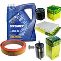 MANN Inspektionspaket 5 L MANNOL Defender 10W-40 für Seat Ibiza II 1.0