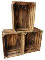 3er Set Holzkisten Obstkisten geflammt used 50 x 40 x 30cm massiv und stabil top