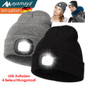 LED Wintermütze warme Strickmütze mit aufladbar Licht USB Beanie aufladbar Mütze