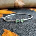 Facettierter Peridot Multi Edelstein 925 Sterling Silber Armreif Glänzender S...