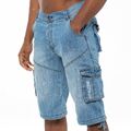 Kruze Herren Cargo Combat Shorts knielang Baumwolle Denim halbe Hose alle Taillengröße