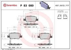 BREMBO Bremsbelagsatz Scheibenbremse XTRA LINE P 83 080X für TOYOTA AURIS VAN