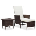 2-tlg. Garten-Lounge-Set mit Auflagen Poly Rattan Braun