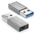 2x USB3.1 Adapter Stecker ALU USB-C Ladeadapter Konverter USB A auf USB C Buchse