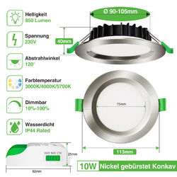 6X LED Einbaustrahler Dimmbar Deckenlampe Ultra Flach 230V Panel Einbau Leuchte