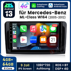 9"Android 13 Autoradio GPS SAT Navi Carplay DAB DVR For Mercedes ML/GL W164 X164