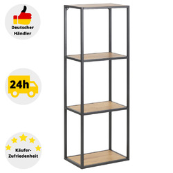 Bücherregal Standregal Küche Klein Raumteiler Schwarz Metall Holz Bücherschrank