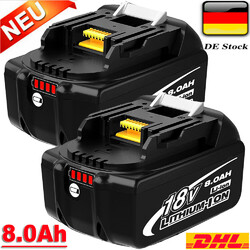 2er Set - Original 18V/8,0Ah für Makita Akku BL1860B- 197422-4 BL1850 BL1830 B