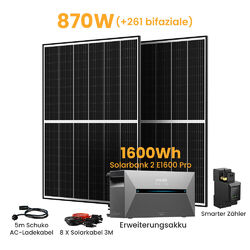 870W Bifazial Balkonkraftwerk mit Anker Solarbank 2 E1600 Pro 1600Wh PV Speicher