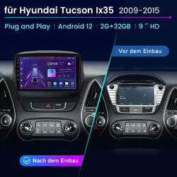 2+64GB Android 13 Autoradio GPS Carplay DAB+ WIFI RDS BT Für Hyundai ix35 Tucson