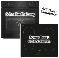 Herdset Beko Backofen 72 Liter mit Bosch Induktionskochfeld Booster autark 60 cm