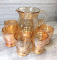 BERNSTEIN GLAS LIMONADE SET KRUG KRUG UND 6 GLÄSER VINTAGE Sommer Hausbar