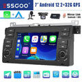 Android 12 Carplay Autoradio BT GPS DAB+ MIK KAM Für BMW 3er E46 318 320 325 M3