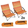 2x  STRANDSTUHL Liegestuhl  Klappstuhl Camping Stuhl - orange/gelb/weiß