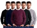 Herren Slim-Fit Sweater Pullover Rundhals Crew Langarm Lässige Baumwolle Jumper