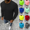 Sweatshirt Langarmshirt Rundhals Pullover Classic Unifarben Basic Herren OZONEE