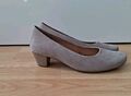 GABOR Damen Pumps Schuhe Gr. 39,5 - 40 UK 6,5 Weite G Echtleder Beige Leder NEU