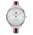 Tommy Hilfiger Damenuhr Armbanduhr Silikon Weiß Rot Blau Rund Quarz Lässig 40mm