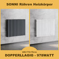 SONNI Design Röhren Heizkörper Flach Paneelheizkörper Bad Horizontal 600x770 mm 