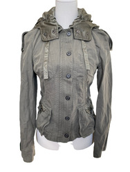 Marc Cain Sports Jacke Khaki Olivegrün Damen Parka Kapuze Freizeit Größe 36