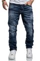 Herren Jeans Regular Straight Fit Denim Hose Destroyed A79084