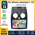 DAB+ 2+64GB Android 13 Für Nissan Qashqai J10 2007-15 Autoradio GPS Navi Carplay