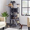 158 cm Kratzbaum für Katzen mit Plattformen Spielhaus Katzenbaum Dunkelgrau